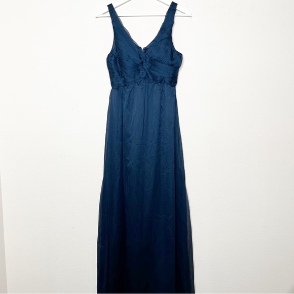 Anthropologie BHLDN Brigitte Chiffon Maxi Dress Gown Navy Blue - Picture 2 of 9
